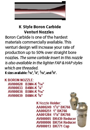 K style venturi boron carbide nozzle for sandblasting