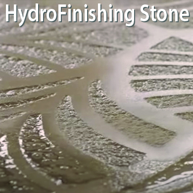 hydrofinishing design on a stone by a waterjet machine