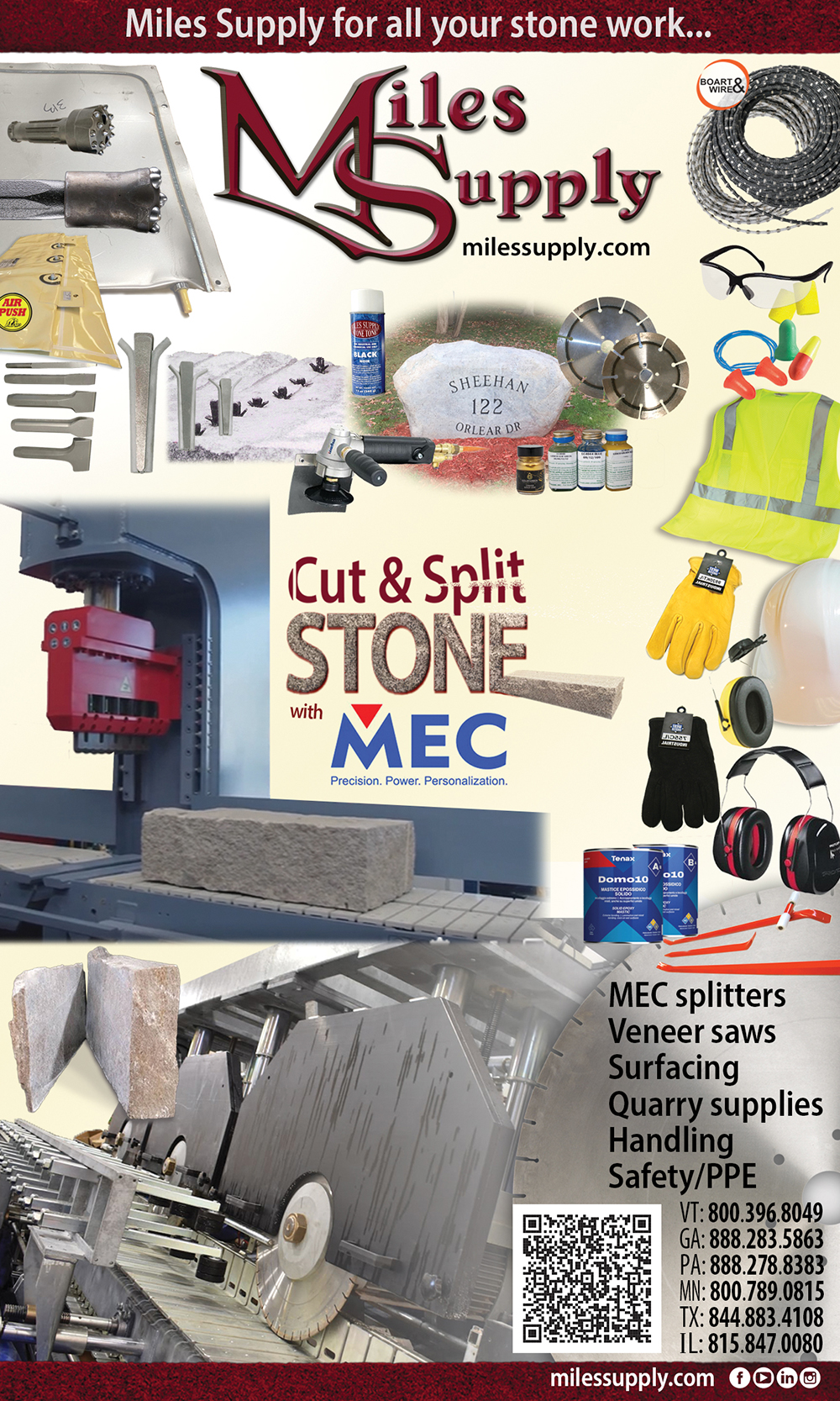 Stone tools and splitting equipment, veneer blades, and quarrying products, even PPE. All you need for your hardscapingn projects.