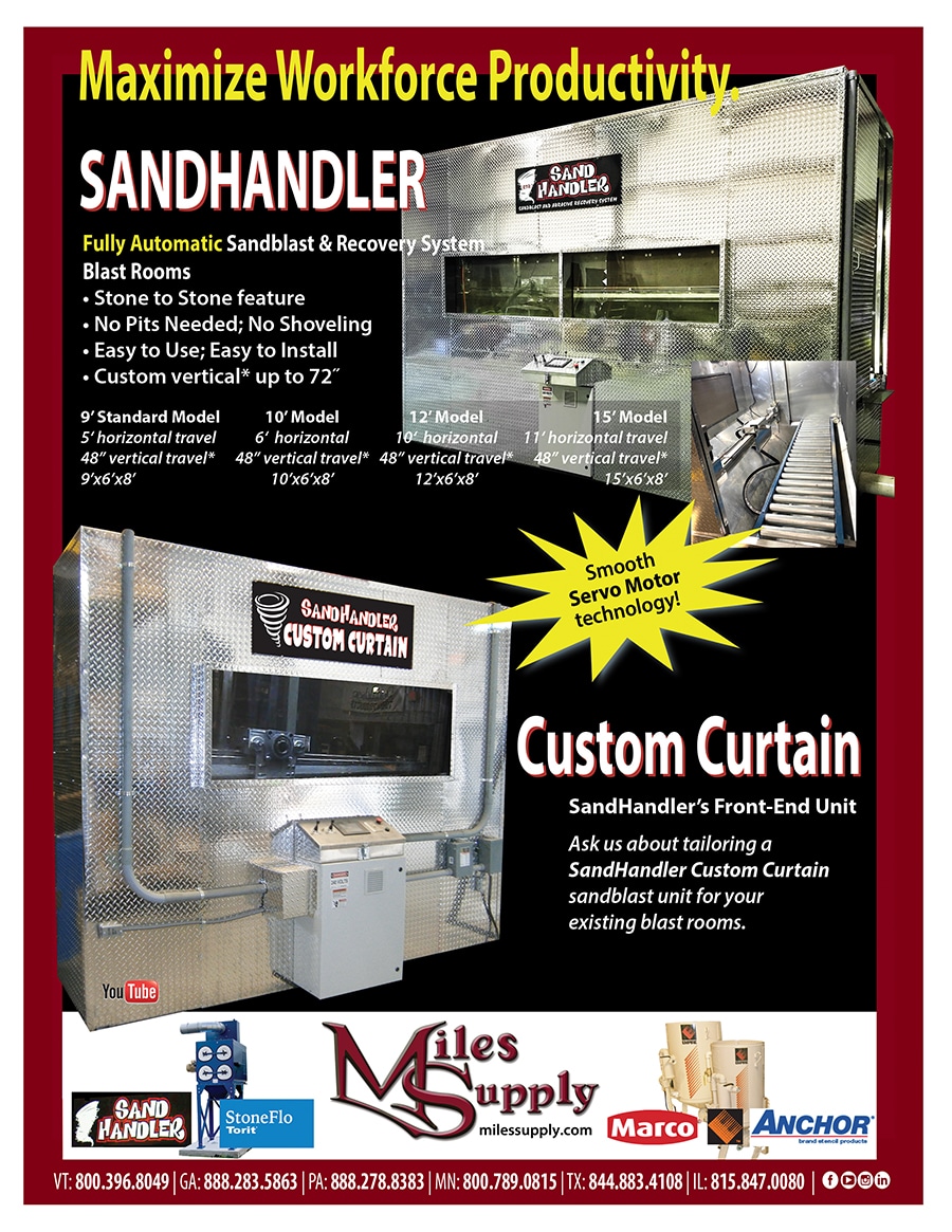 SandHandler sandblasting booth and curtains