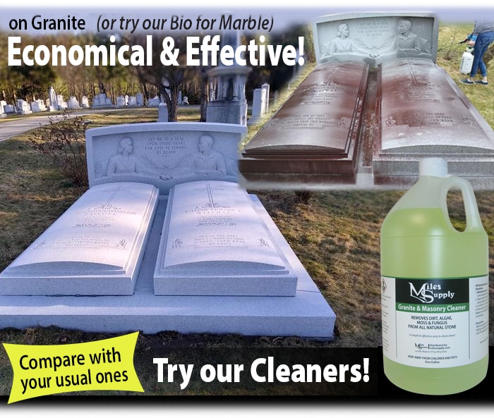 Try our Cleaners! This one is for Granite - also compare our Bio-Cleaner for marble!