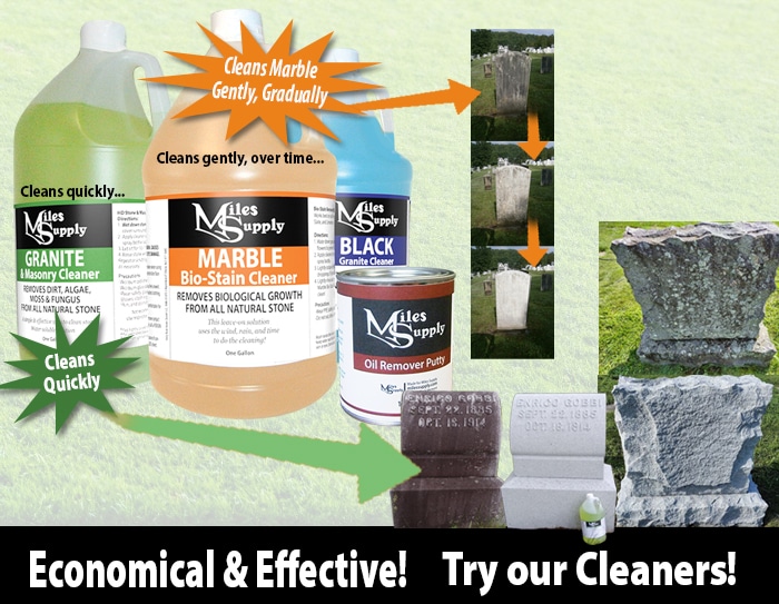 Our cleaners clean quickly, like our granite cleaner, or gradually over time like our bio cleaner for marble
