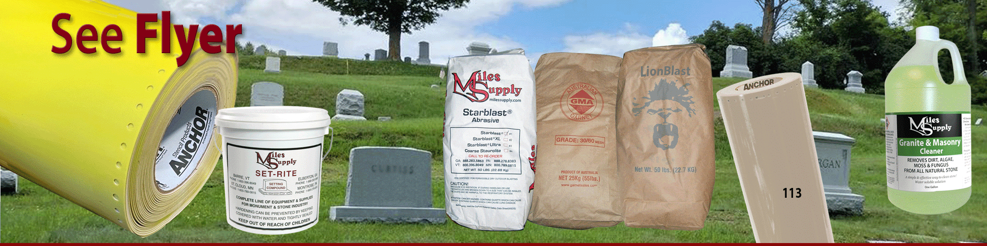 Get your stone sandblast supplies for Spring for cemetery work and sandblasting