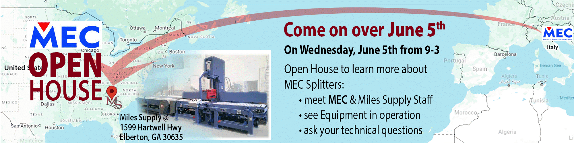 MEC stone splitters from Italy are coming to USA - visit them in Miles Supply Elberton GA