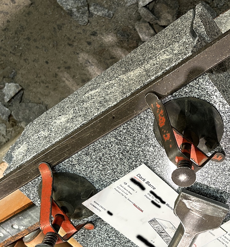 2-CornersToSpecs copy | Miles Supply according to specs, a break line is placed for pitching. See 4 corner saw cuts at monument's corners