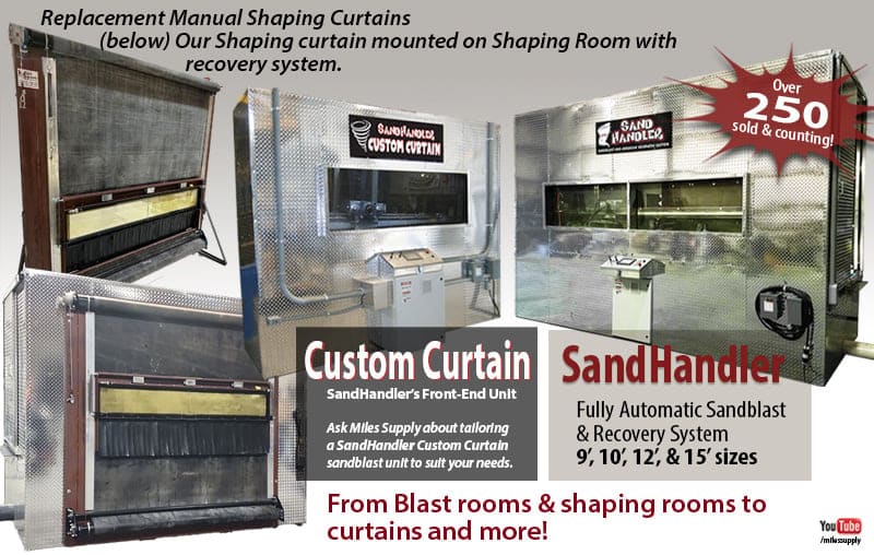 SandHandler blast rooms with auto recovery, blast curtains, shaping curtains, Shaping Rooms